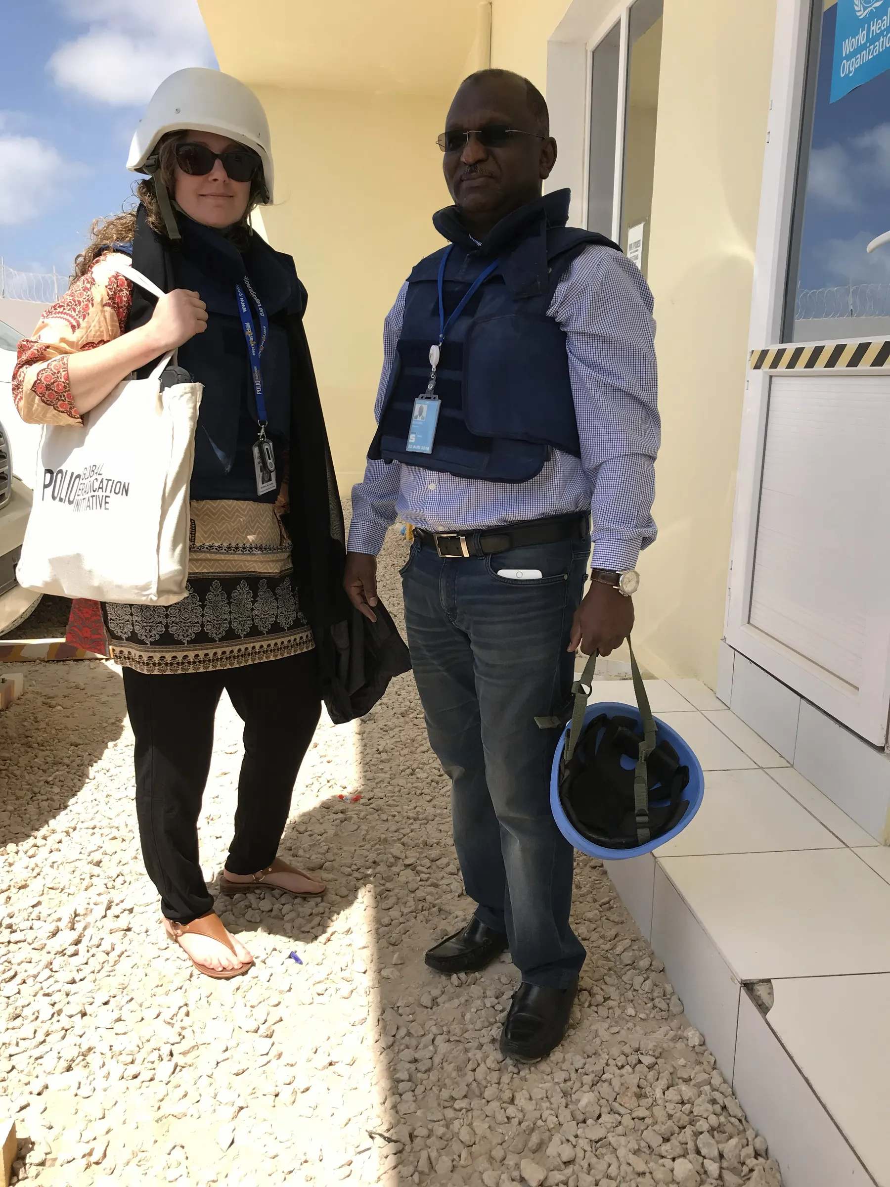 Ashley Burman with her colleague in Somalia