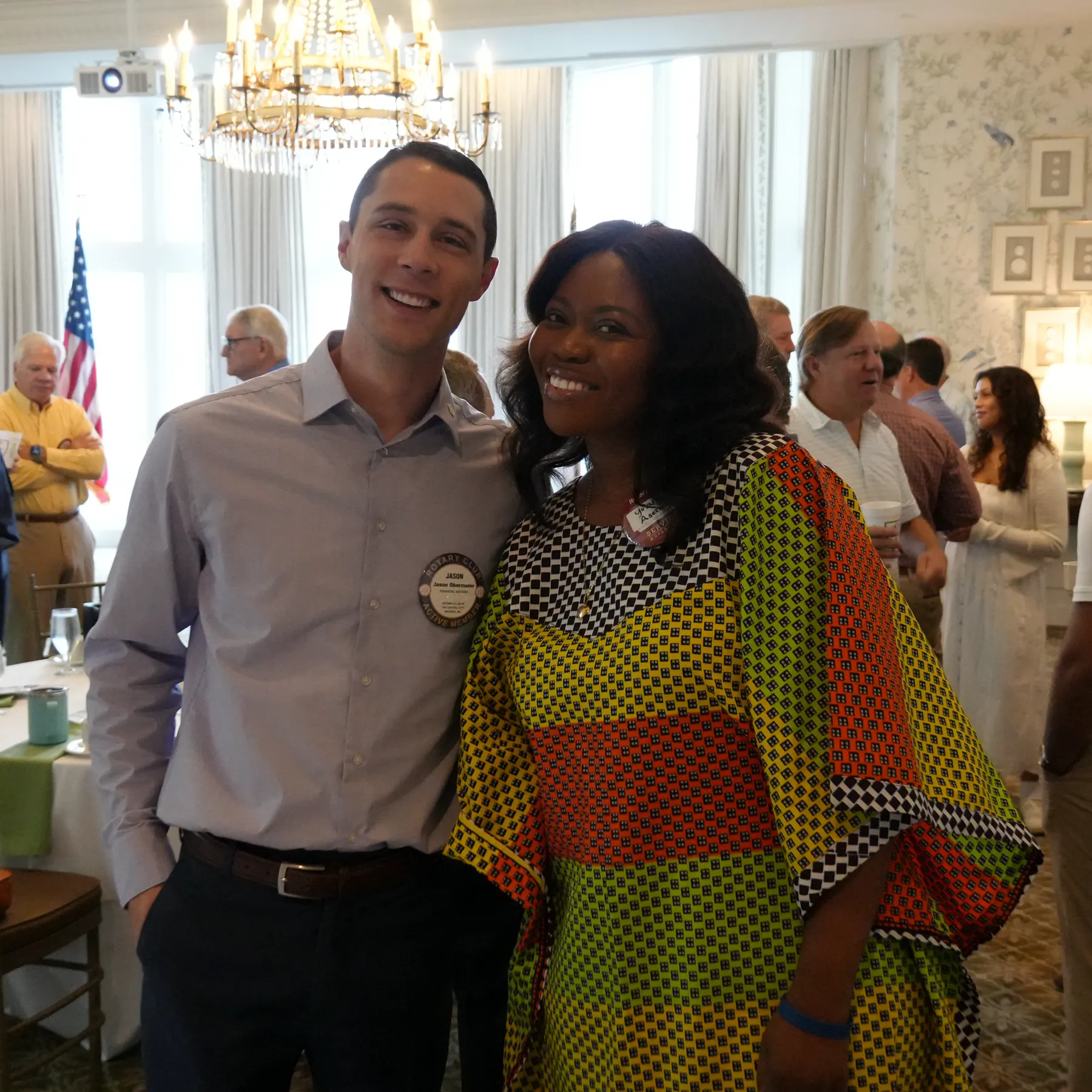 Jason Odemeier and Yolanda Aswerweh pose for a quick picture during a club meeting.