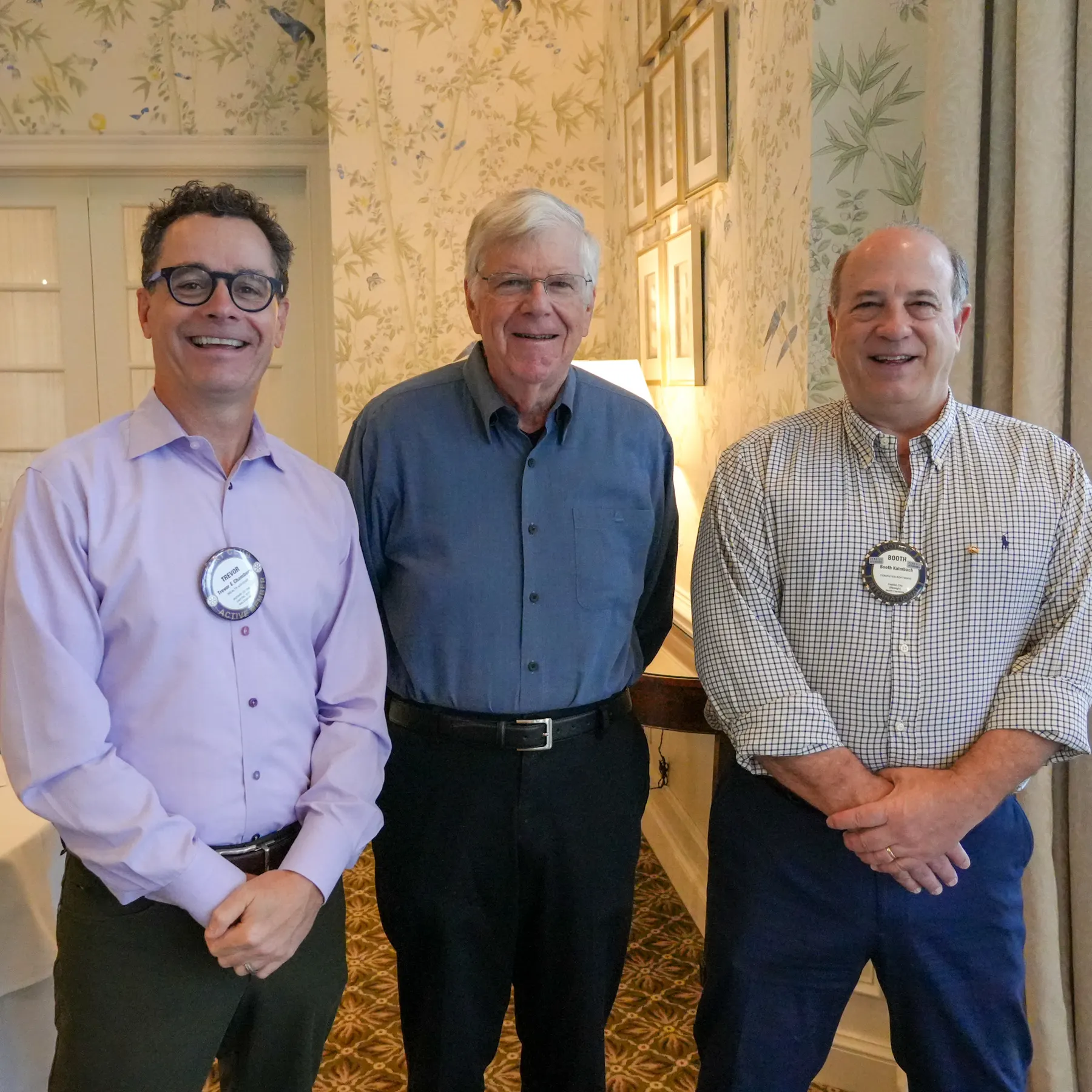 From left to right: Trevor Chambers – Rotary President. Mitch Haber - Treasurer/Secretary on the board of Carolina Tiger Rescue, Booth Kalmbach - Vocational Services/Programs